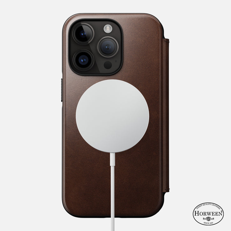 Modern Leather Folio - iPhone 14 Pro | Rustic Brown | Horween