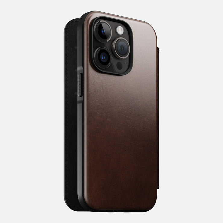 Modern Leather Folio - iPhone 14 Pro | Rustic Brown | Horween