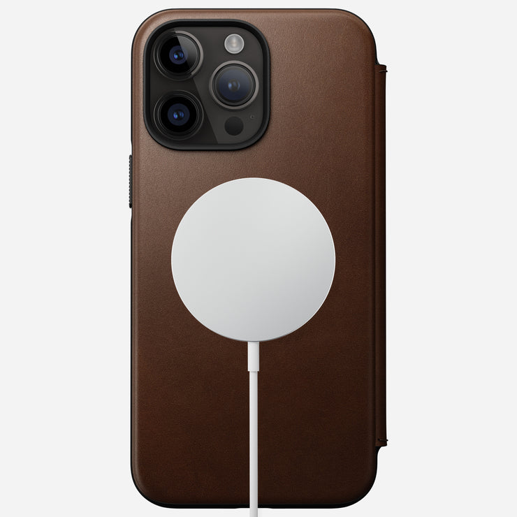 Modern Leather Folio - iPhone 14 Pro Max | Rustic Brown | Nomad Leather