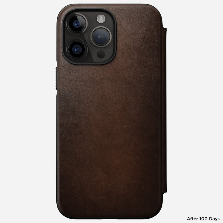 Modern Leather Folio - iPhone 14 Pro Max | Rustic Brown | Nomad Leather