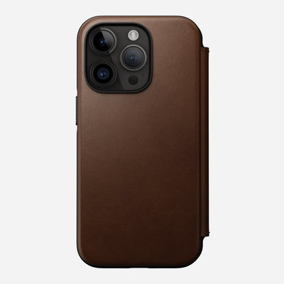 Modern Leather Folio - iPhone 14 Pro | Rustic Brown | Nomad Leather