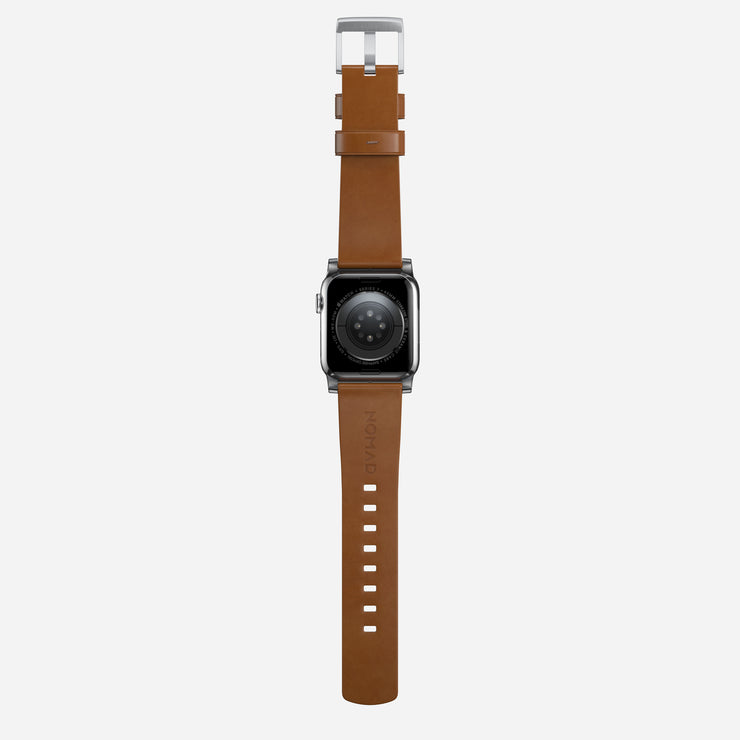 Modern Band - 46mm/49mm | Silver Hardware | English Tan | Nomad Leather