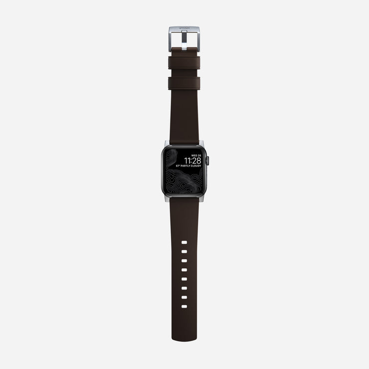 Active strap pro heinen leather classic brown silver hardware 40mm