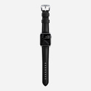 Traditional strap black leather silver hardware 40mm   