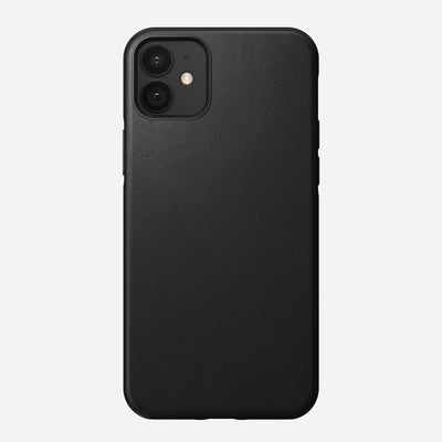 Rugged case horween leather black iphone 12