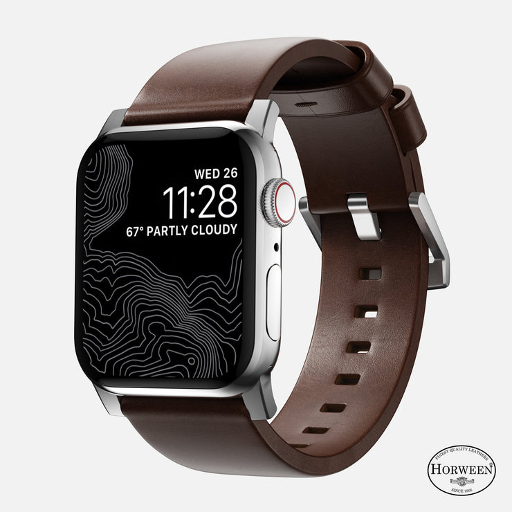 Modern Band - 45mm | Silver Hardware | Rustic Brown | Horween