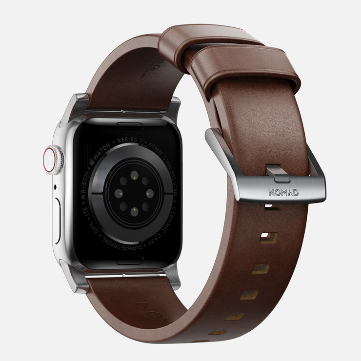 Modern Band - 45mm | Silver Hardware | Rustic Brown | Horween