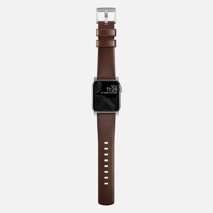 Modern Band - 46mm/49mm | Silver Hardware | Rustic Brown | Horween