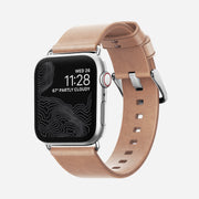 Modern slim strap natural leather silver hardware