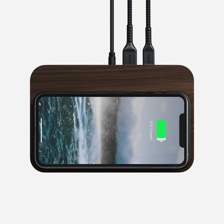 Base Station Hub Walnut with Ports charging