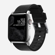 Active strap black leather silver hardware