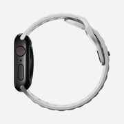 Side view of the Sport Band for 41mm Apple Watch in Lunar Gray, focusing on its profile and ventilation channels 