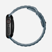 Side view of the 41mm Marine Blue Sport Band, showing its sleek profile and flexible material