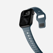 Side view of the 41mm Sport Band in Marine Blue, highlighting its durable construction and design details